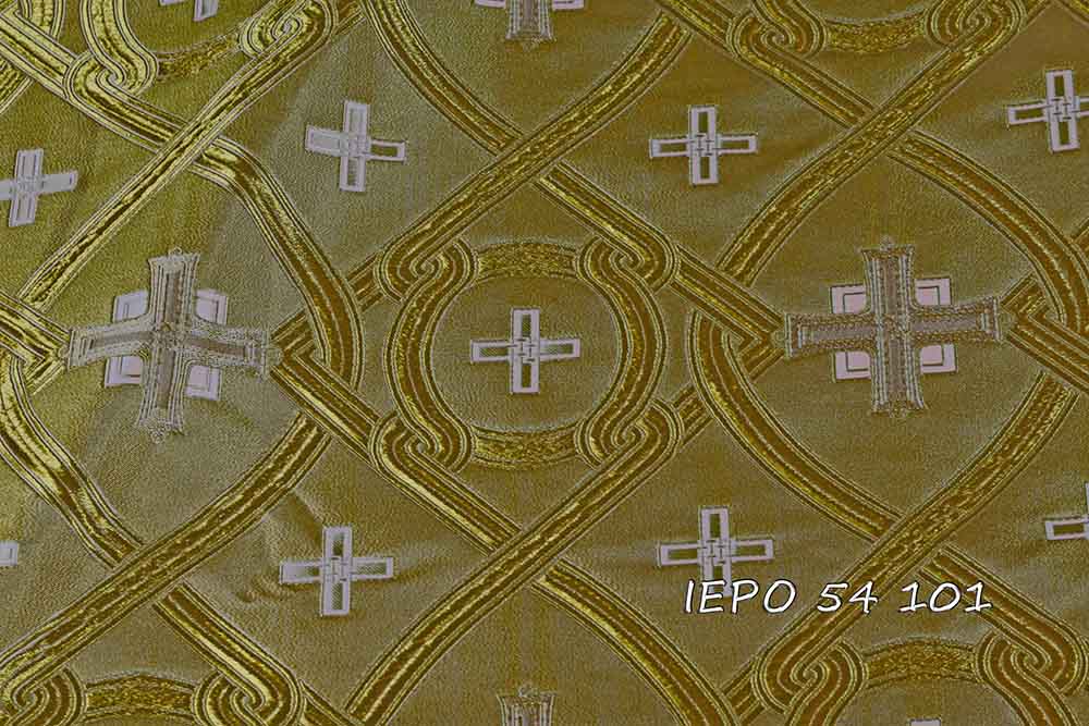 Cross Designed Brocade Fabric: White & Gold - Cross Designed Church Brocade  Fabric - White and Metallic Gold