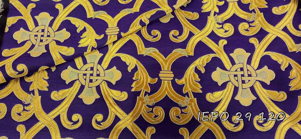 Clerical brocade with crosses, metallic brocade jacquard fabric