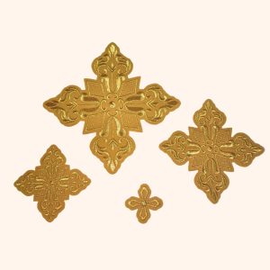 Set of embroidered crosses 'NAXOS' with gold base and gold embroidery